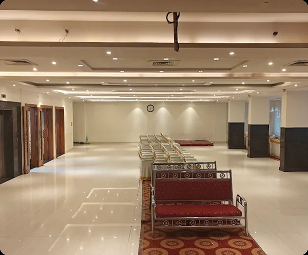 The main hall, empty and ready between functions